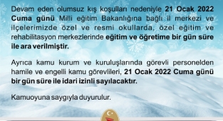 Kahramanmaraş’ta okullar yarında tatil