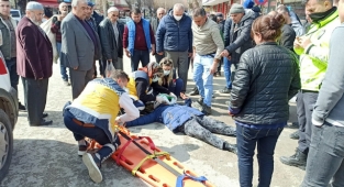 Kamyonetin çarptığı kadın yaralandı