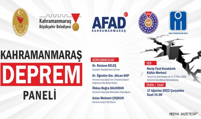 Kahramanmaraş’ta Deprem Paneli Düzenlenecek