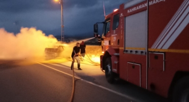 -Kahramanmaraş’ta otomobil demir yığınına döndü