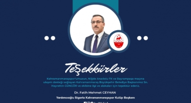 Kahramanmaraşspor’dan Başkan Güngör’e Destek Teşekkürü