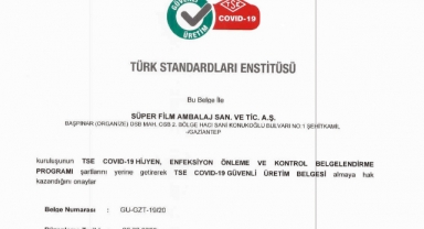 - TSE COVID-19 GÜVENLİ ÜRETİM BELGESİ
