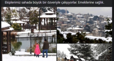 Başkan Güngör’den çalışma arkadaşlarına kar fotoğraflı teşekkür