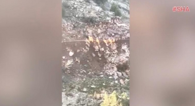 Deprem anında dağ keçilerinin kaçışı kamerada