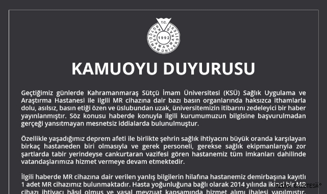 KAMUOYU DUYURUSU
