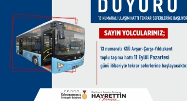Yıldızkent - Avşar Kampüsü Toplu Taşıma Hattı Tekrar Seferlerine Başlıyor!