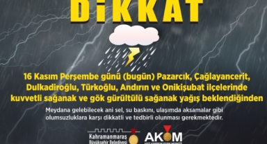 Şehrin Güneyinde Sağanak Yağış Uyarısı!