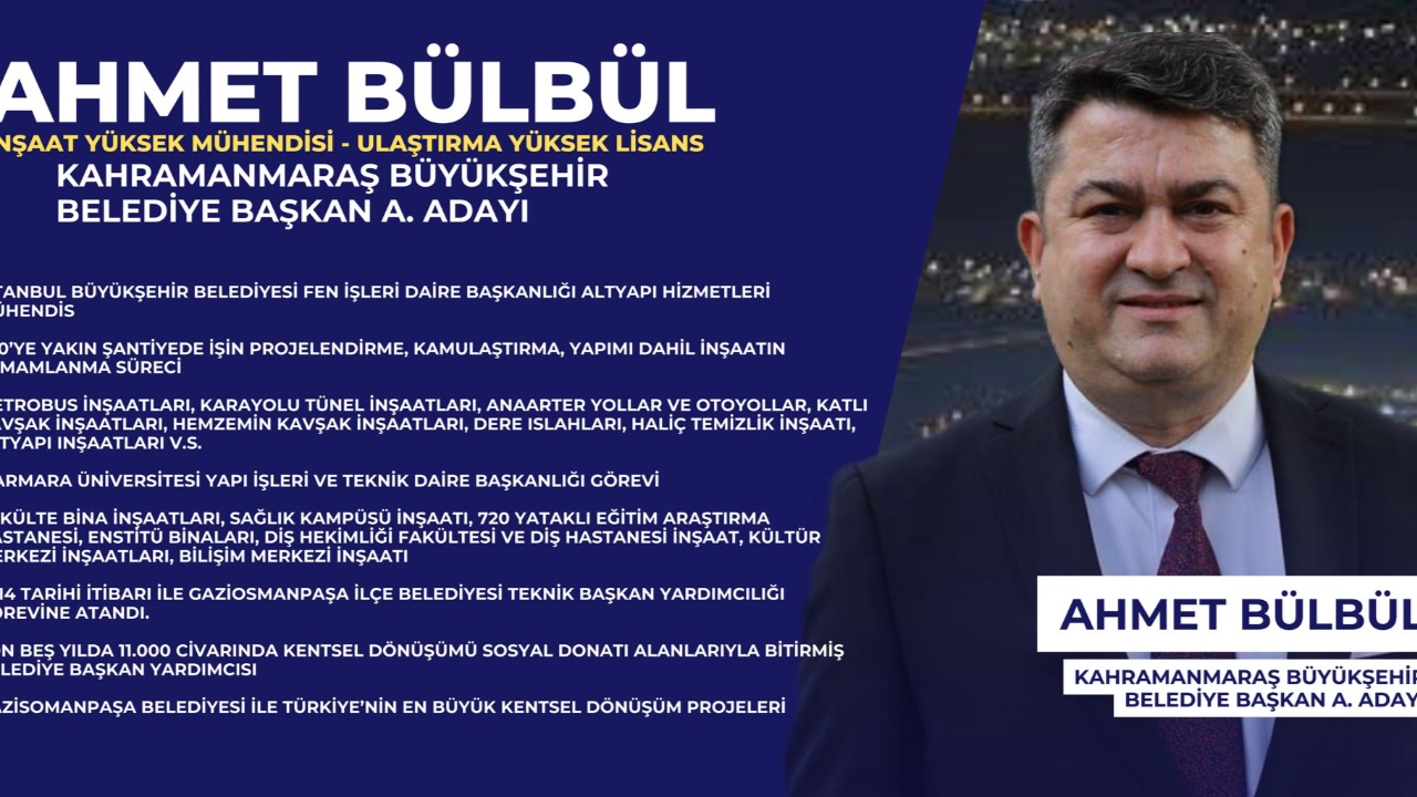 BÜYÜKŞEHİR BELEDİYE BAŞKAN A. ADAYI AHMET BÜLBÜL