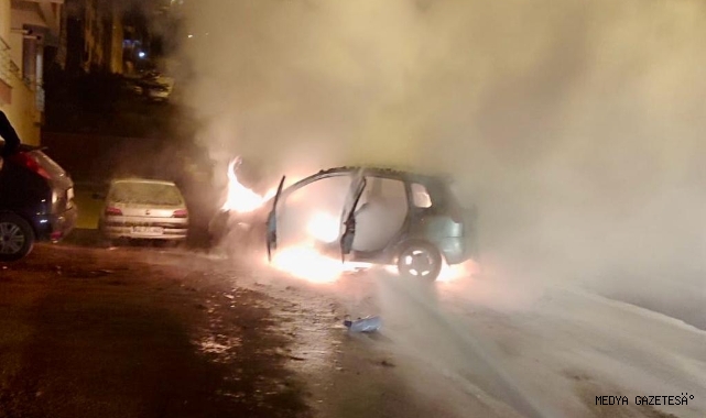 Otomobil yangını paniğe neden oldu