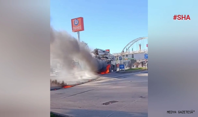 Seyir halindeki beton kamyonun da yangın