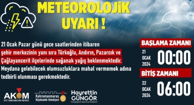 Şehir Merkezi ve Güney İlçelerde Sağanak Yağış Uyarısı!