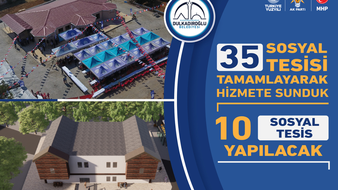 DULKADİROĞLU’NA 10 ADET YENİ SOSYAL TESİS