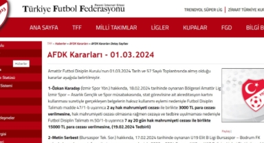 TFF, KAHRAMANMARAŞ DİSİPLİN KURULUNU YOK SAYDI