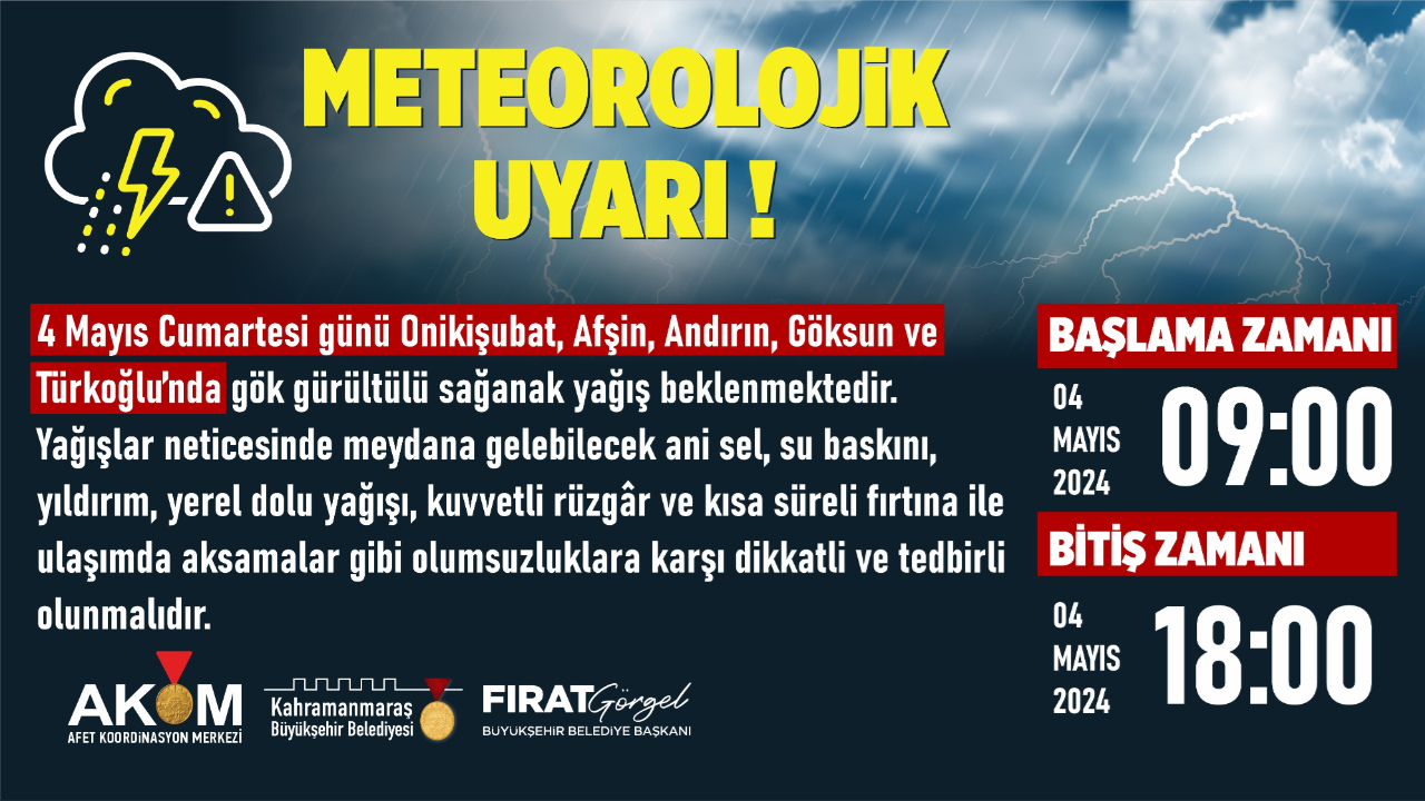 5 İlçede Sağanak Yağış Uyarısı!
