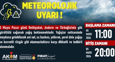 5 Mayıs’ta 3 İlçede Sağanak Yağış Etkili Olacak
