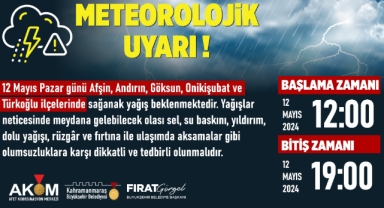 Pazar Günü 5 İlçede Sağanak Yağış Uyarısı!