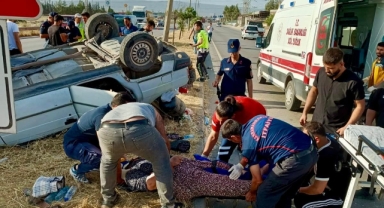 Pazarcık’ta otomobil takla attı: 4 yaralı