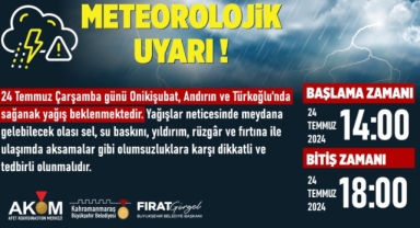 3 İlçede Sağanak Yağış Etkili Olacak!