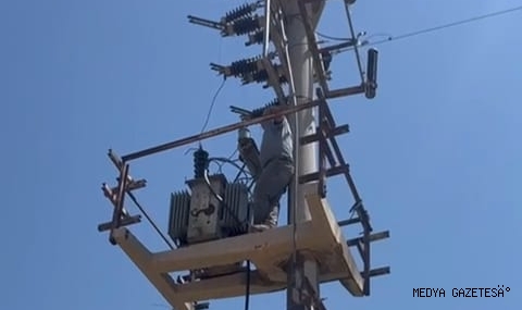 Elbistan’da vinç operatörüyle kavga eden tamirci elektrik direğinde mahsur kaldı