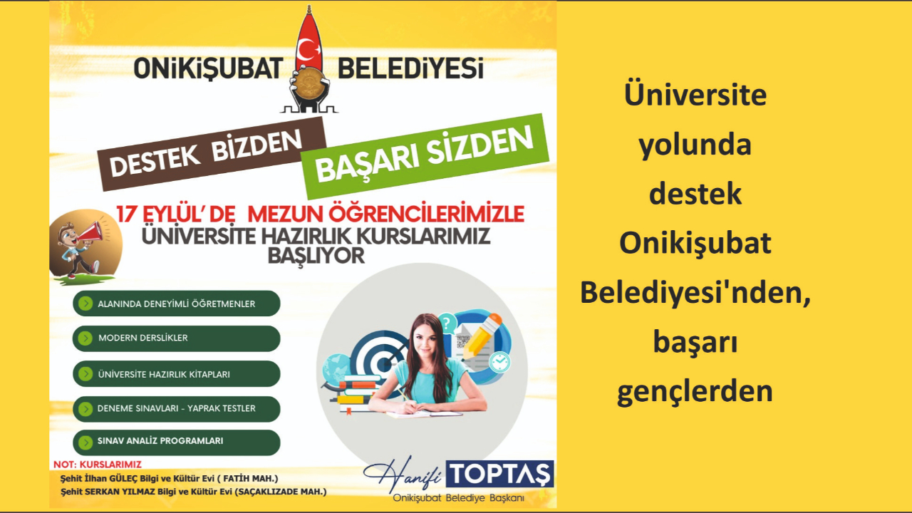 Üniversite yolunda destek Onikişubat Belediyesi’nden, başarı gençlerden