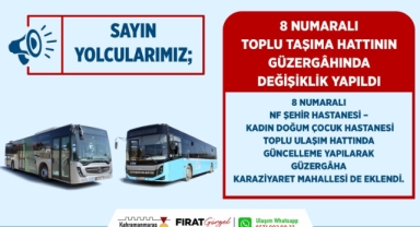 8 Numaralı Toplu Taşıma Hattının Güzergâhında Değişiklik Yapıldı