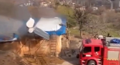 Mutfak tüpü bomba gibi patladı