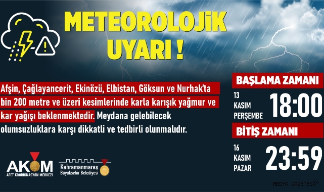 6 İlçede Yağmur ve Kar Uyarısı!