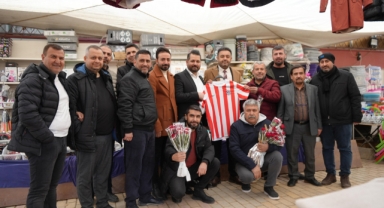 BAŞKAN ADAYI MUSTAFA ÇİÇEK’TEN SOSYETE PAZARI ESNAFINA ZİYARET