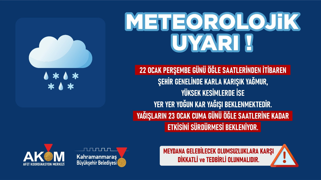 22 Ocak’ta Şehir Genelinde Kar Yağışı Bekleniyor!