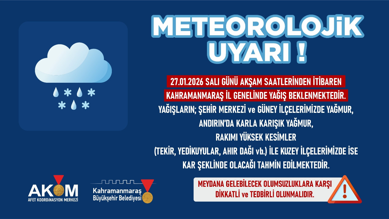 AKOM’dan Yağmur ve Kar Uyarısı