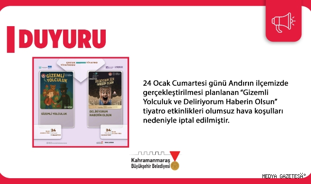 Andırın’daki Kültür Sanat Etkinlikleri Olumsuz Hava Koşulları Nedeniyle İptal Edildi