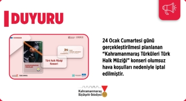 Kahramanmaraş Türküleri Konseri, Olumsuz Hava Koşulları Nedeniyle İptal Edildi