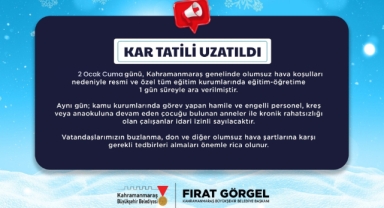 Olumsuz Hava Koşulları Nedeniyle 2 Ocak’ta Eğitime 1 Günlük Ara!