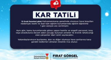 Olumsuz Hava Koşulları Nedeniyle Eğitime 12 Ocak’ta Ara Verildi