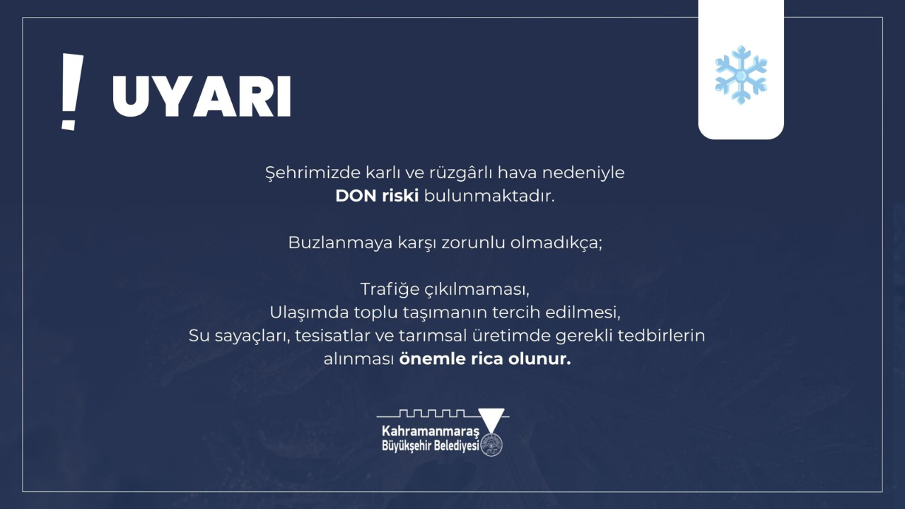 Şehir Genelinde Buzlanma ve Don Uyarısı!