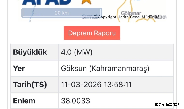 Göksun’da 4.0 büyüklüğünde deprem