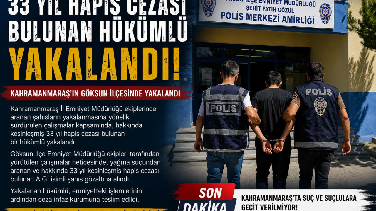 33 yıldır aranıyordu Göksun’da yakalandı
