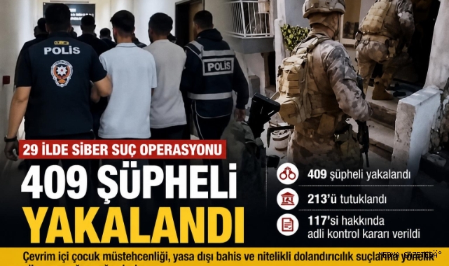 Kahramanmaraş dahil 29 İlde Siber Suç Operasyonu