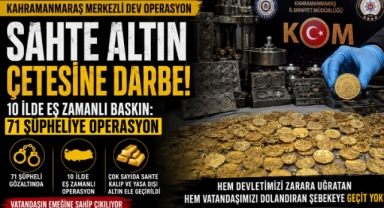 Kahramanmaraş merkezli sahte altın operasyonu: 10 ilde 71 şüpheliye eş zamanlı baskın