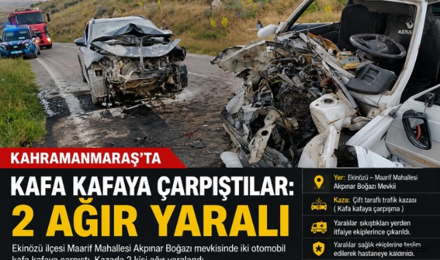 Kahramanmaraş’ta iki otomobil çarpıştı: 2 ağır yaralı 