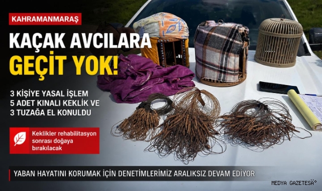 Kahramanmaraş’ta Kaçak Avcılığa Geçit Yok: 3 Kişiye Yasal İşlem