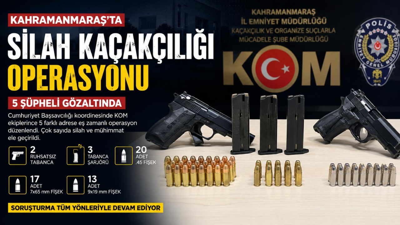 -Kahramanmaraş’ta Silah Kaçakçılığı Operasyonu: 5 Gözaltı