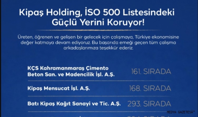 Kipaş Holding, İSO 500'de Dört Şirketiyle Güç Gösterisi Yaptı
