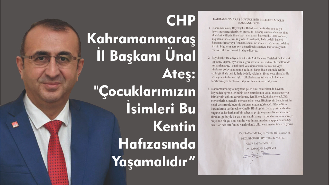 CHP Kahramanmaraş İl Başkanı Ünal Ateş: