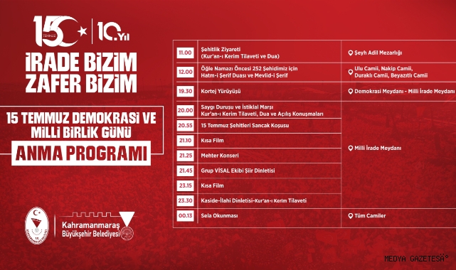 Demokrasi Zaferinin 10’uncu Yılında Kahramanmaraş Meydanlarda Buluşacak