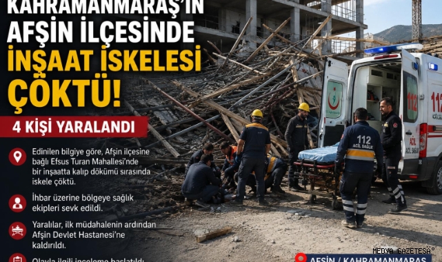 Kahramanmaraş’ta İnşaat İskelesi Çöktü: 4 İşçi Yaralandı