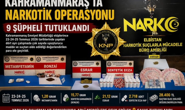 -Kahramanmaraş’ta Narko Operasyonu: 9 tutuklama