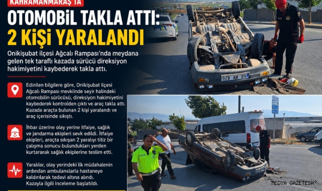 -Kahramanmaraş’ta Otomobil Takla Attı: 2 Yaralı