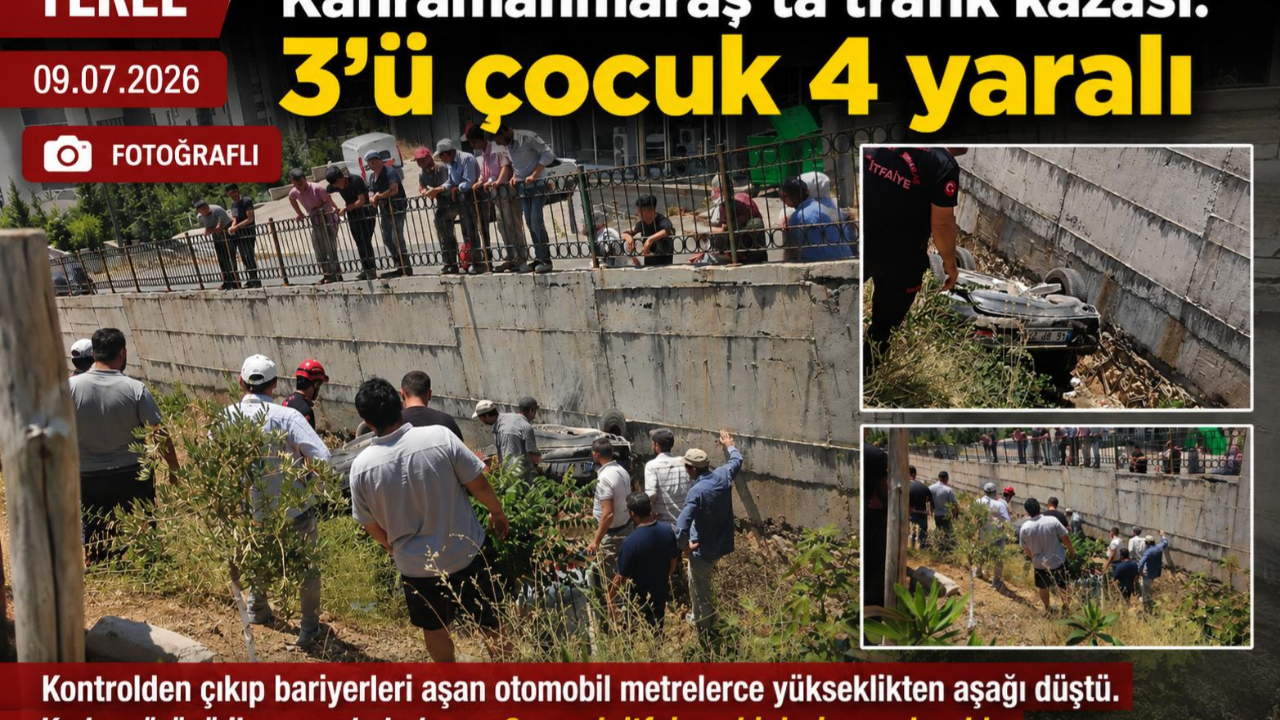 Kahramanmaraş’ta trafik kazası: 3’ü çocuk 4 yaralı