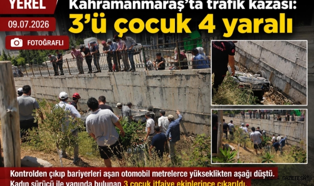 Kahramanmaraş’ta trafik kazası: 3’ü çocuk 4 yaralı